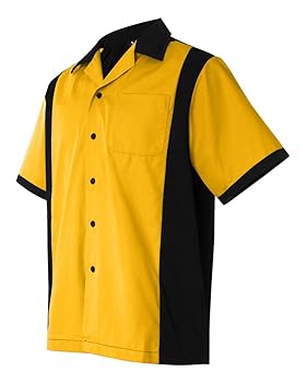 Hilton HP2243 Men's Cruiser Bowling Shirt Gold Small at